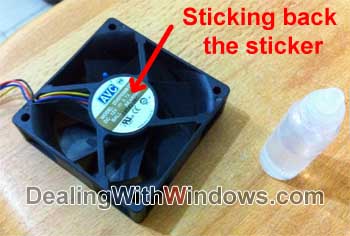 sticking the cpu fan sticker