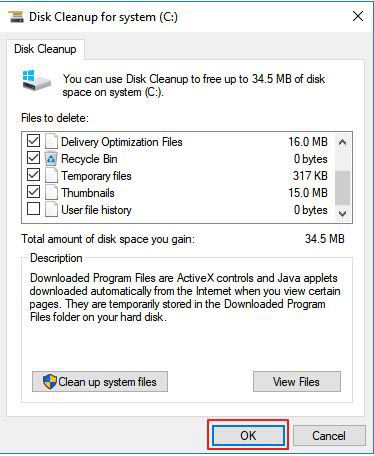disc cleanup tool for system