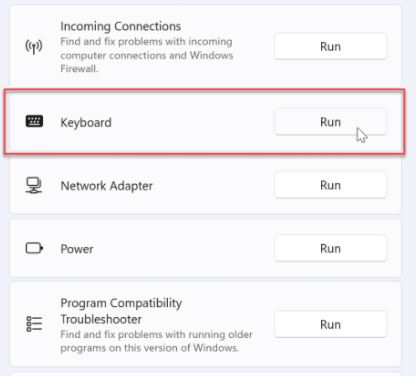 windows 11 keyboard option run